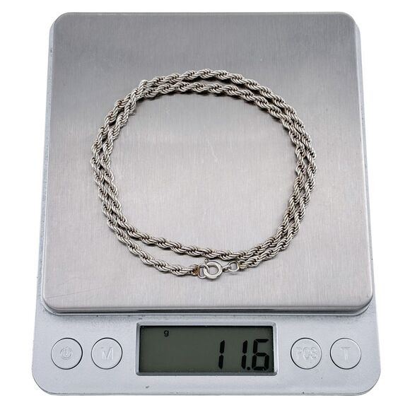 Vintage Sterling Silver 925 3.1mm Twisted Rope Chain Necklace 16" - Picture 4 of 4